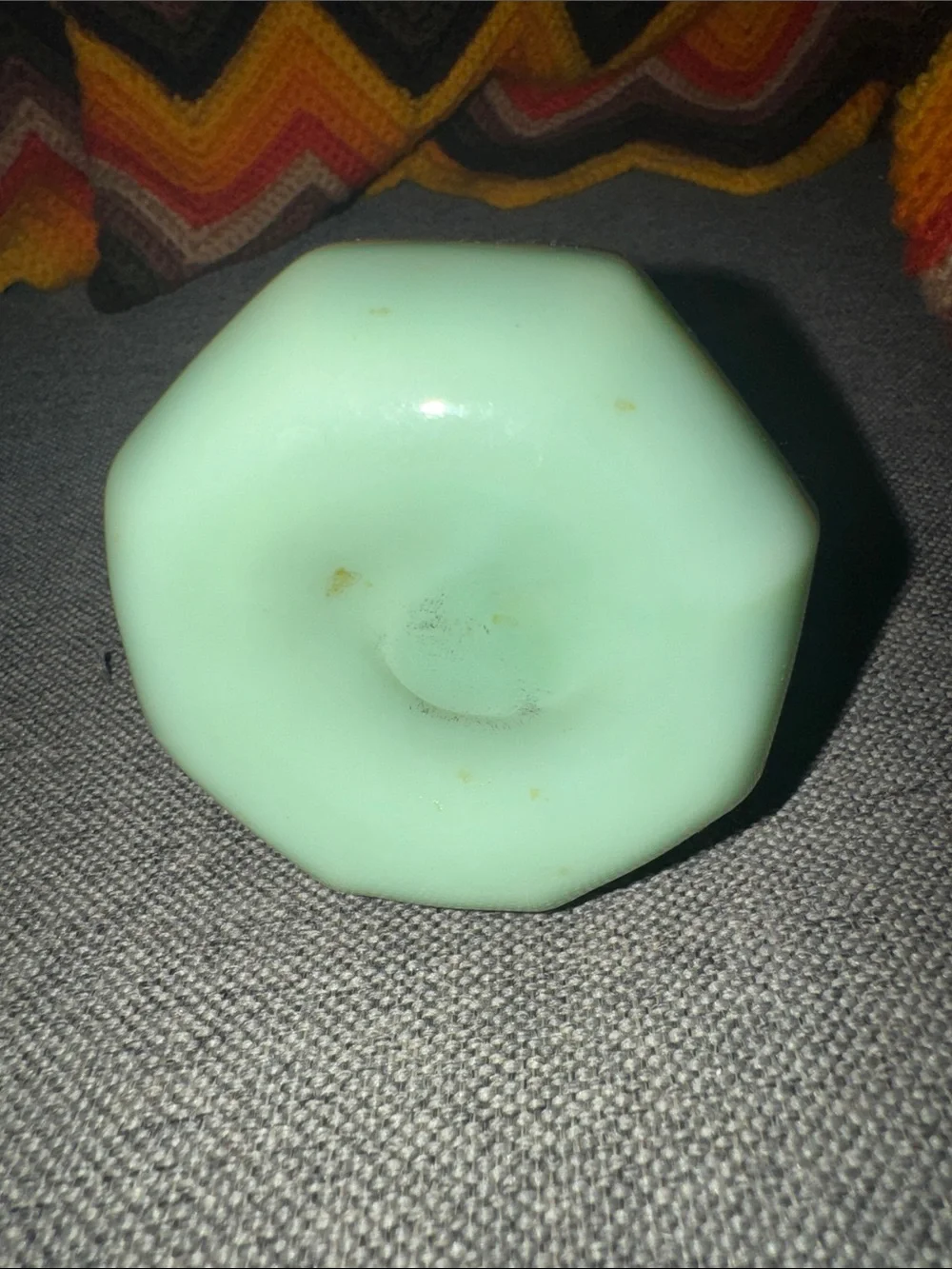 VINTAGE Jadeite Green Glass Octagonal Cruet/ Oil Bottle w/Original Clear stopper